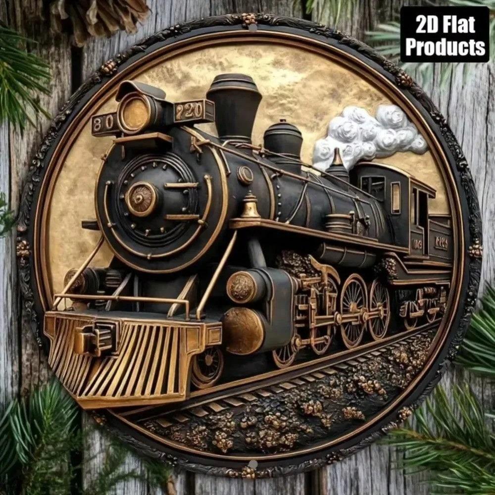 Vintage Steam Train Locomotive Metal Wall Art Decor Nostalgic Tin Sign For Home Office