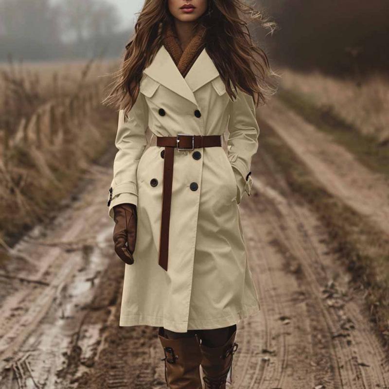 2025ins Women's European & American Double-Breasted Western Trench Coat - Autumn & Winter