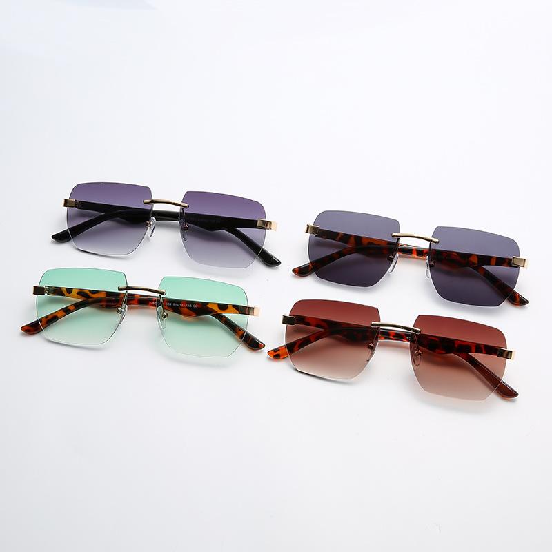 New European and American frameless square sunglasses, men's and women's trendy irregular sunglasses, retro street glasses s