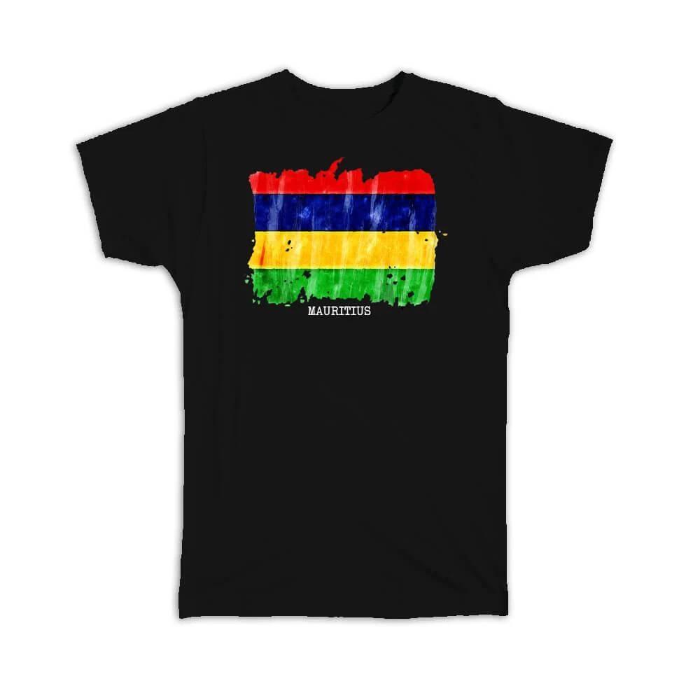 Gift T-Shirt : Mauritius Flag Africa Travel Expat Country Watercolor S