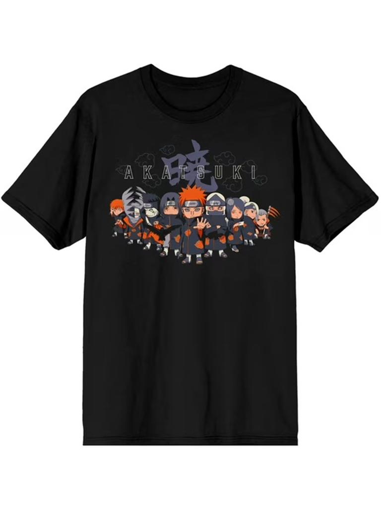 Akatsuki Chibi TShirt Men Summer Naruto Shippuden Anime Character Group Graphic Short Sleeve Oversized Streetwear Fan Tee