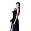 French Elegant Red Neck Suspender Dress Women's Summer New Spice Girl Sexy Backless Temperament Waist Long Dress