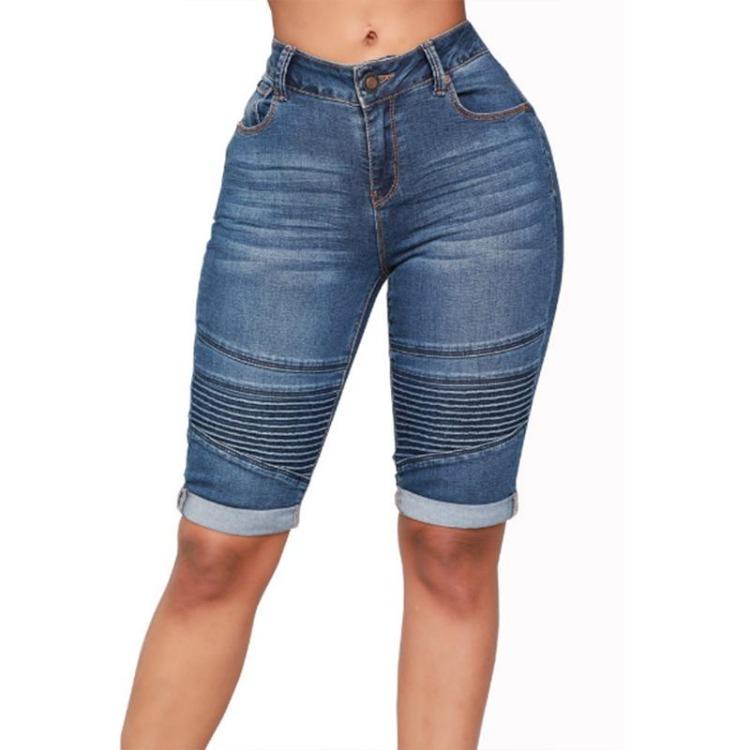 Summer Women High Waist Slim Fit Elastic Denim Jeans Shorts