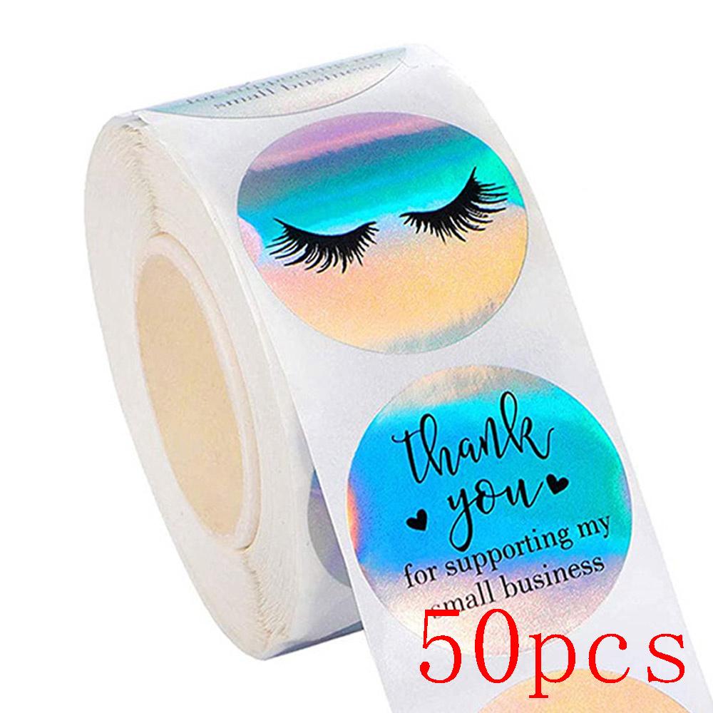 50-500Pcs Rainbow Laser Thank You Stickers 1 Inch White Thank You Small Business Sticker For Crafts Gift Packaging