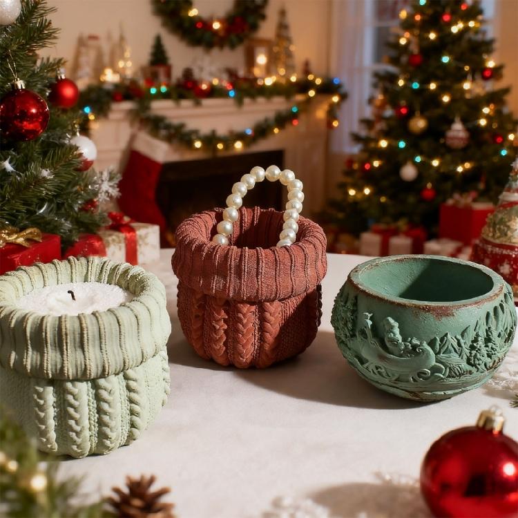 Knitted Texture Silicone Candle Molds Food Grade Silicone Mould For Handmade Candle Cup Soap Chocolate Plant Flowerpot