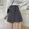 Women Spring Highwaist Pleated Skirt With Button Details For Casual And Office Wear