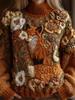 2025 Women's High Neck Jacquard Knit Sweater - Chunky European & American Style Pullover