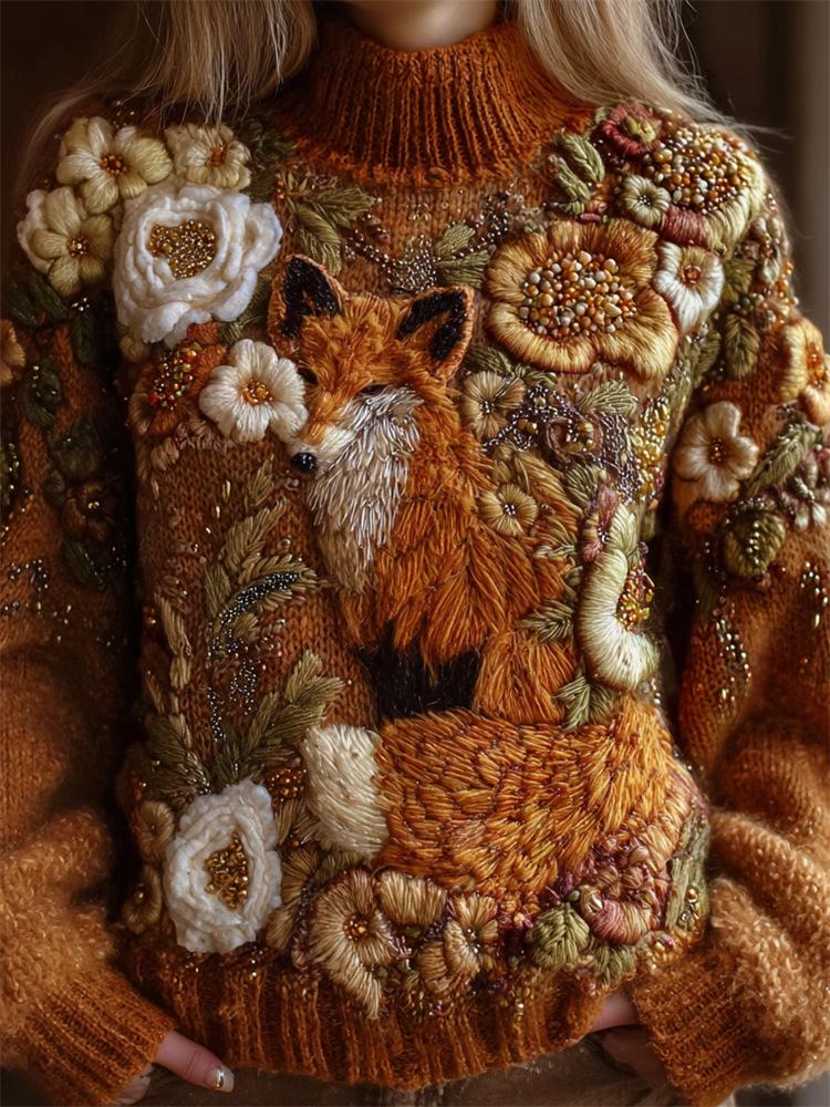 2025 Women's High Neck Jacquard Knit Sweater - Chunky European & American Style Pullover