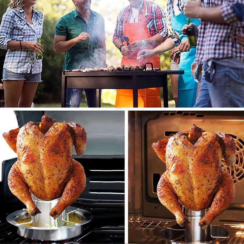 Stainless Steel Chicken Roaster Rack Chicken Holder For Grill And Smoker Roasting Chicken Stand BBQ Tool Kitchen Party Supplies