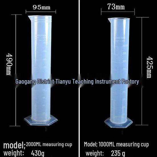 Plastic Graduated Measuring Cylinders: 10ml, 25ml, 50ml, 100ml, 250ml, 500ml, 1000ml