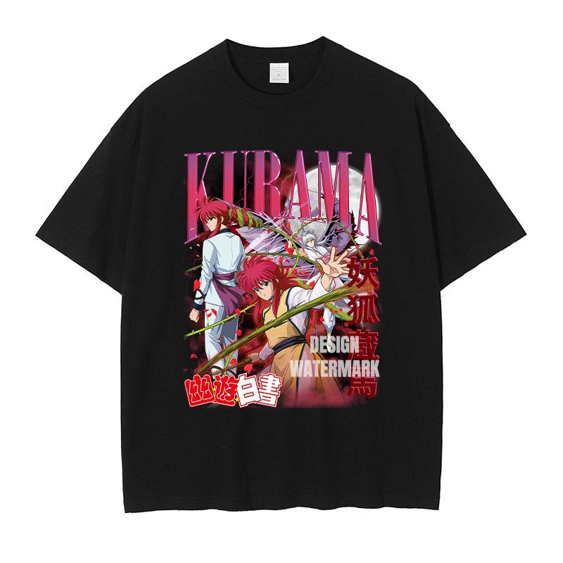Anime Yu Yu Hakusho Graphic Tshirts Urameshi Yuusuke Manga T Shirt Washed Oversized Tshirt Short Sleeve Cotton Tee Man Clothing