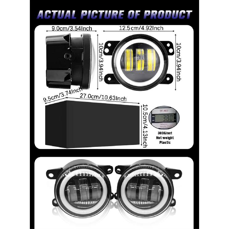 3.5 Inch / 4 Inch LED Fog Light DRL Round Angel Eyes Assembly White And Yellow Light Auto Car Fog Lamp