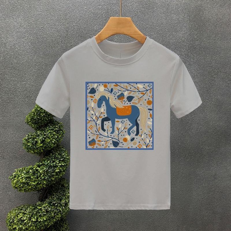 Cute Horse Style Luxury Brand Cotton Letter Print Couple Tees Summer Harajuku MenWomen Short Sleeve Tshirt