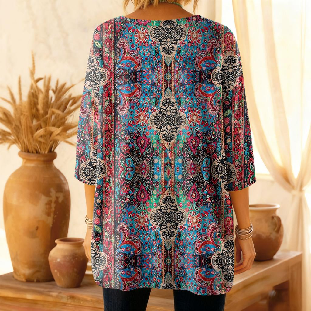 Damen 3/4-Ärmel Shirts Grafik-T-Shirts Shirts Lässige Basic-Tops Pullover