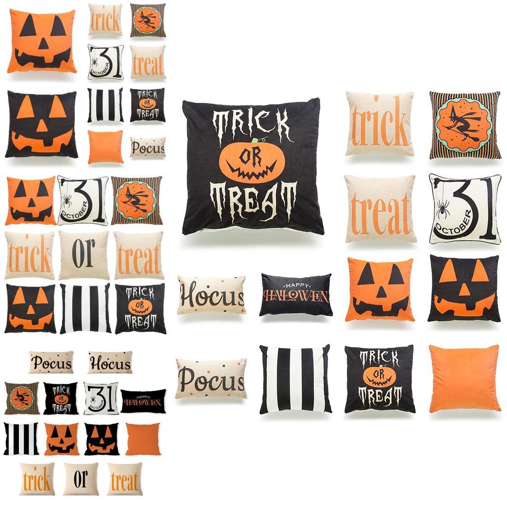 Stylish Halloween Pumpkin Decorative Pillowcases With Invisible Zipper Design