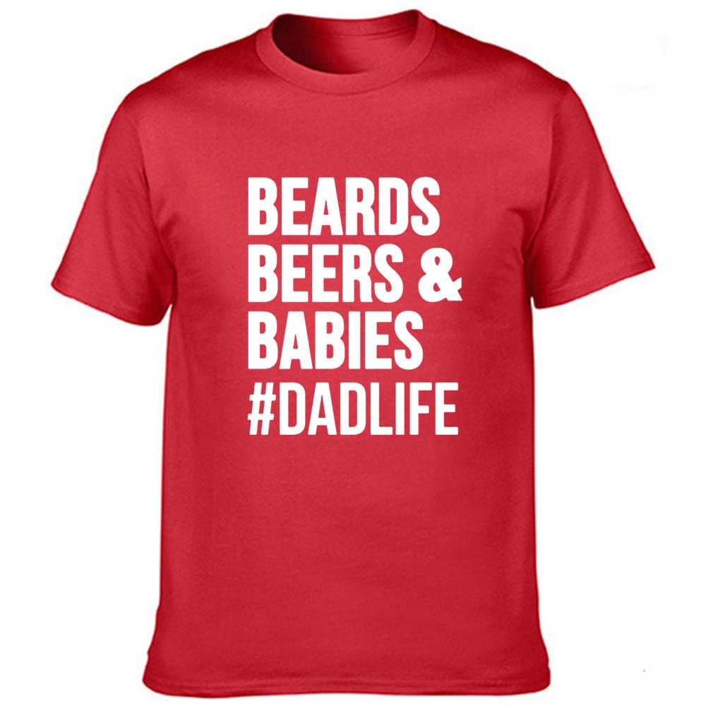 Beards Beers And Babies Letter Men T Shirt Dad Life Harajuku Short Sleeve Streetwear Tees Fashion