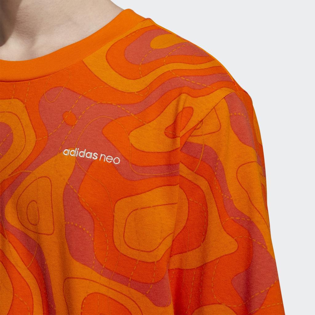 Adidas NEO Camo Print Loose-Fit Sport T-Shirt Men Tops Orange HE7939