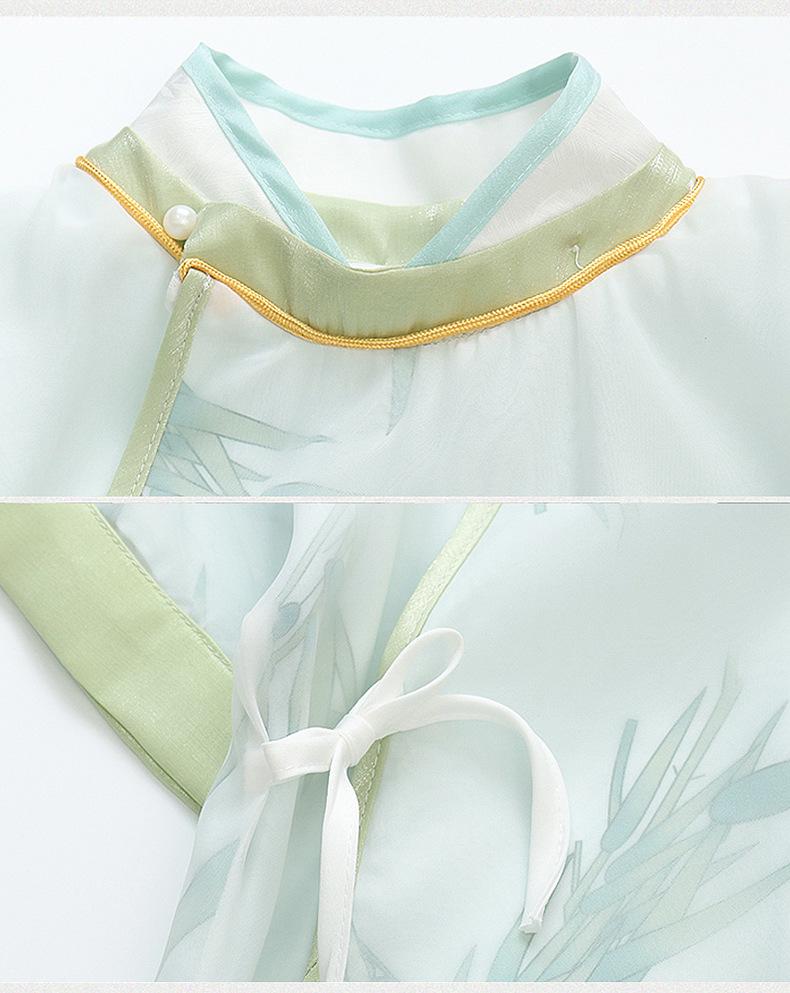 2025 Summer New Children's Bamboo Hanfu Set: Short Sleeve Ancient Chinese Style Robe for Boys.