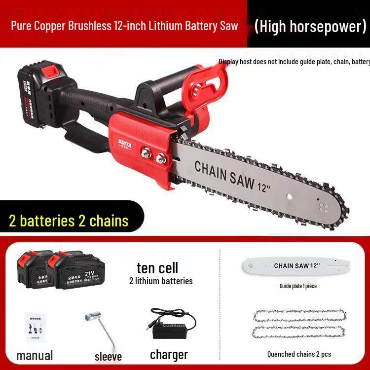 Tragbare elektrische Kettensäge: Wiederaufladbare, Hochkapazitäts-Lithiumbatterie-Handsäge für Bäume und Stämme