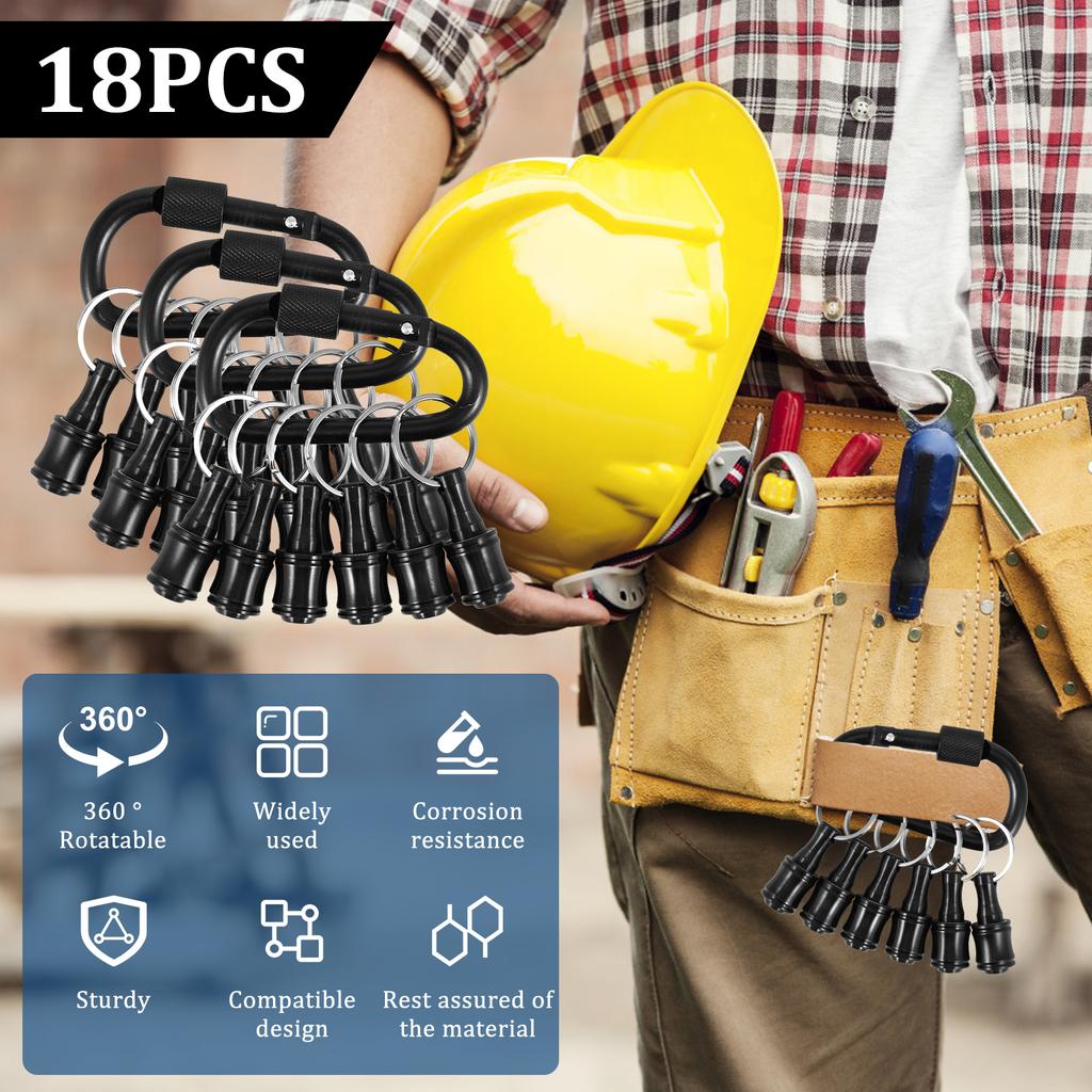 18Pcs 1/4" Hexagonal Shank Screwdriver Head Holder Extension Rod Key Chain Adapter Drill Bit Aluminum Alloy Drill Extension Bit