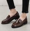 Brown Oxford Single Shoes Women British Dress Brown Leather Shoes Student Slip On Microfiber Creepers Soft Comfy Flats Loafers