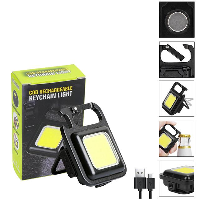 COB Multifunctional Portable Mini Keychain Light Rechargeable USB Interface LED Work Light Emergency Outdoor Camping Light