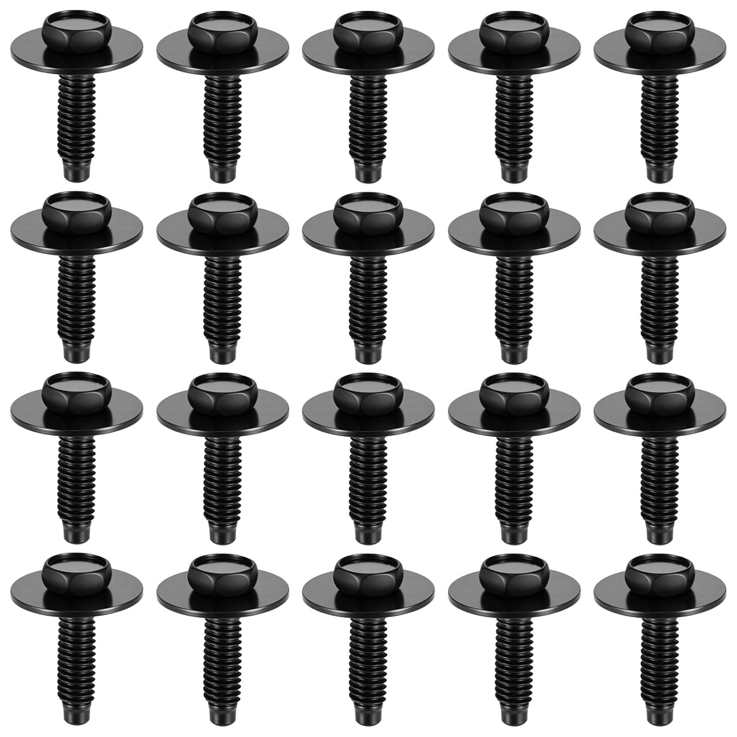 20 шт. Болты с шестигранной головкой M6-1.0 X 25MM Болты кузова бампера крыла Защита от брызг Нижняя крышка Капот Болт M6 Шестигранные болты(Болт 10 мм, Шайба 20 мм)