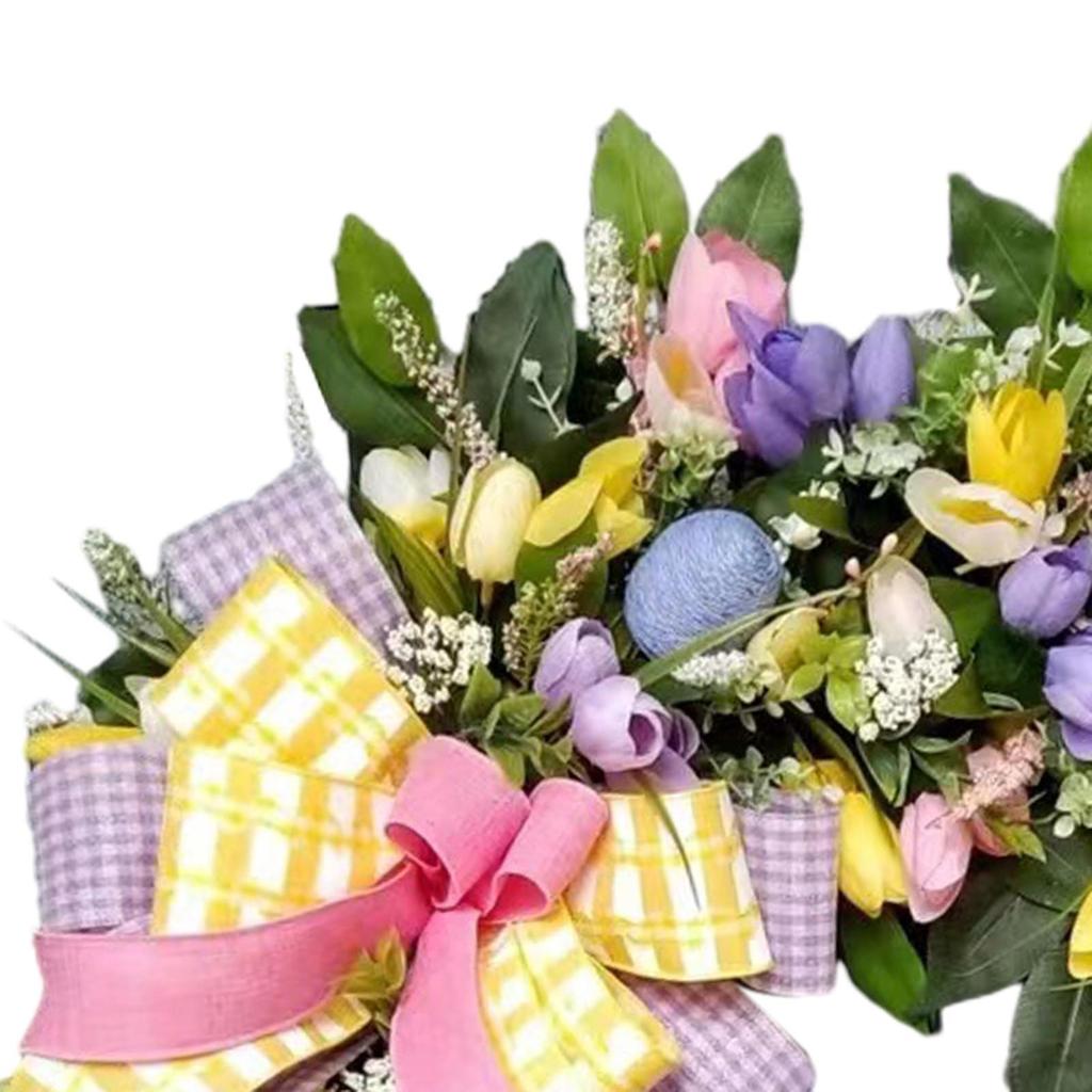 Easter Egg Wreath Easter Door Garland with Colorful Easter Eggs Easter Spring Wreath Artificial Easter Wreaths for Front Door