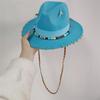 Women's Punk Straw Hat 2023 New Sun Hat Gold Chain Accessories Men's Jazz Hip Hop Summer Hat Punk Style Beach Hat Church Hat