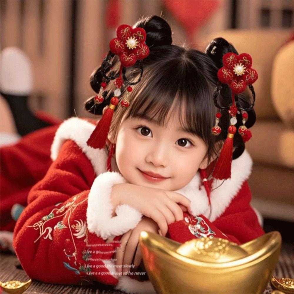 Flower Children Bow Wig Hairpin Tassels Hanfu Hair Sticks All-match Ancient Style Hairpin Baby