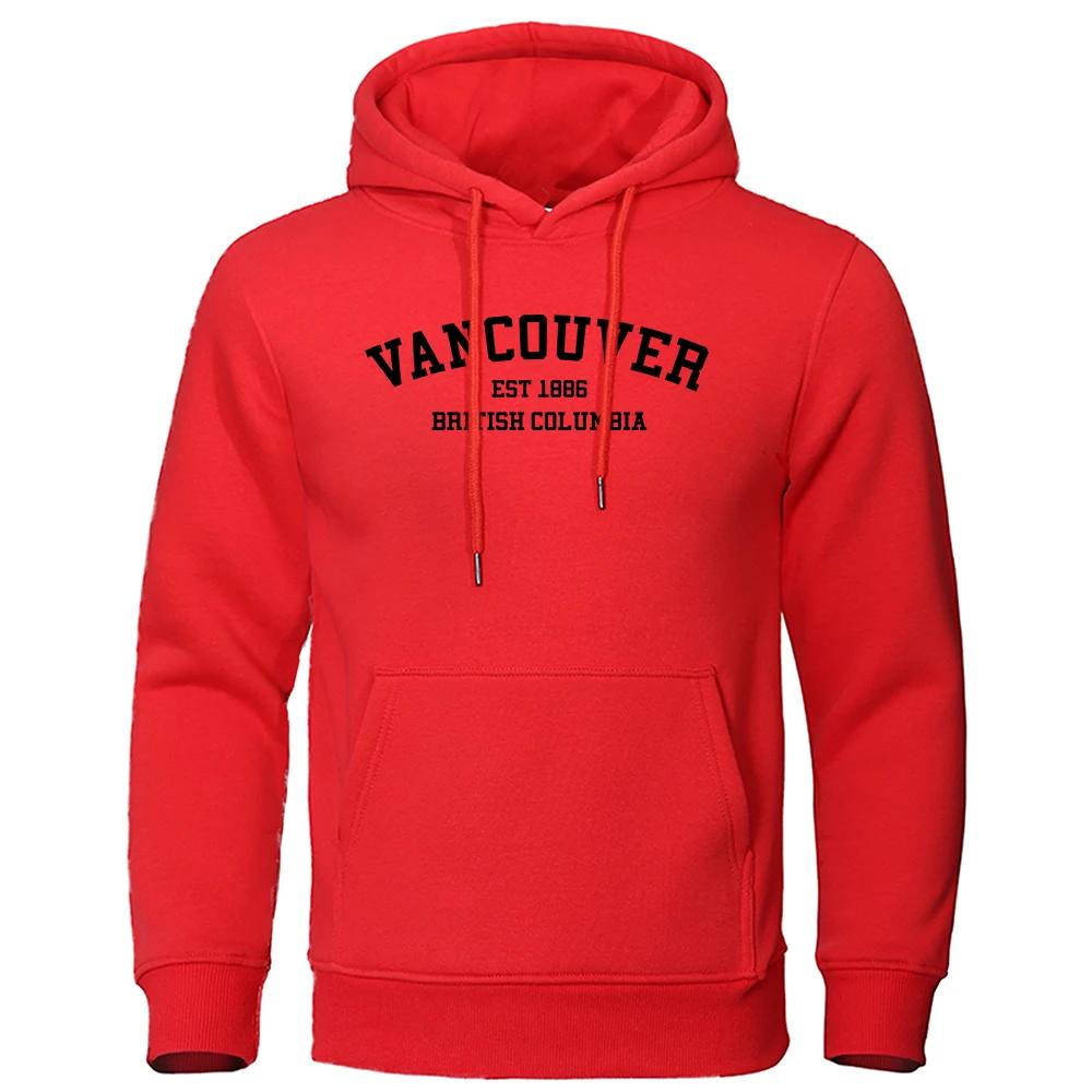 Vancouver Est 1886 British Columbia White Letters Men Hoodies Crewneck Hoody O-Neck Clothing Harajuku Casual Mens Sweatshirt