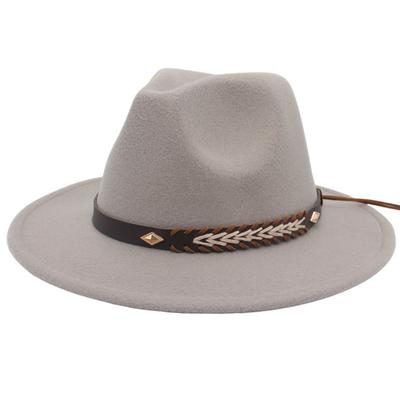 Cross-Border New Woolen Jazz Hat With Felt Hat Large Brim Fashion Top Hat Couple British Gentleman And Lady Hat