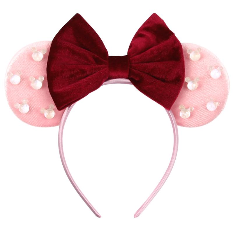 Ny Trendig Musöron Hårband Mickey 3.3" Sammet För Flickor Mjuk Rosett Hårband Halloween Festival Fest Resa DIY Håraccessoarer