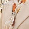 Accesoriu Eșarfă Feminină Inel Retro cu Flori, Clamă cu Strass și Perle Imitație, Inel Elegant Suport Decorativ din Mătase pentru Femei Eșarfe de Gât Șaluri Cămăși