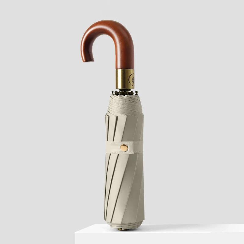 Luxury Big Golf Umbrella Woman Men Rain Waterproof, Folding Automatic Umbrella Windproof Strong,10 Ribs, Wooden Handle