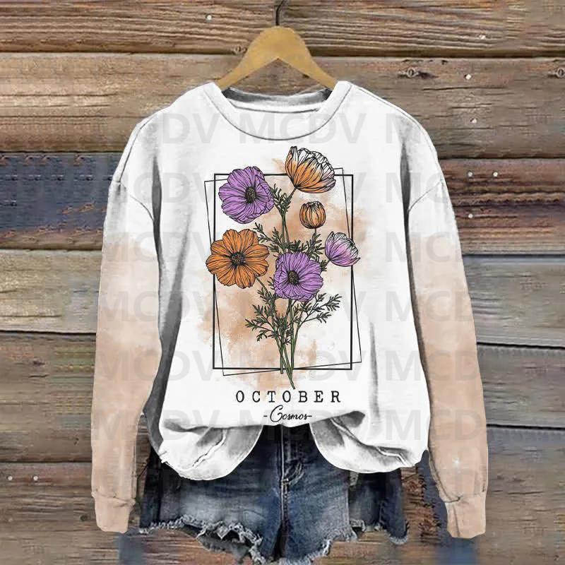 Lily Of The Valley Ombre Print Crew Neck Sweatshirt 3D Printed Women Casual Pullover