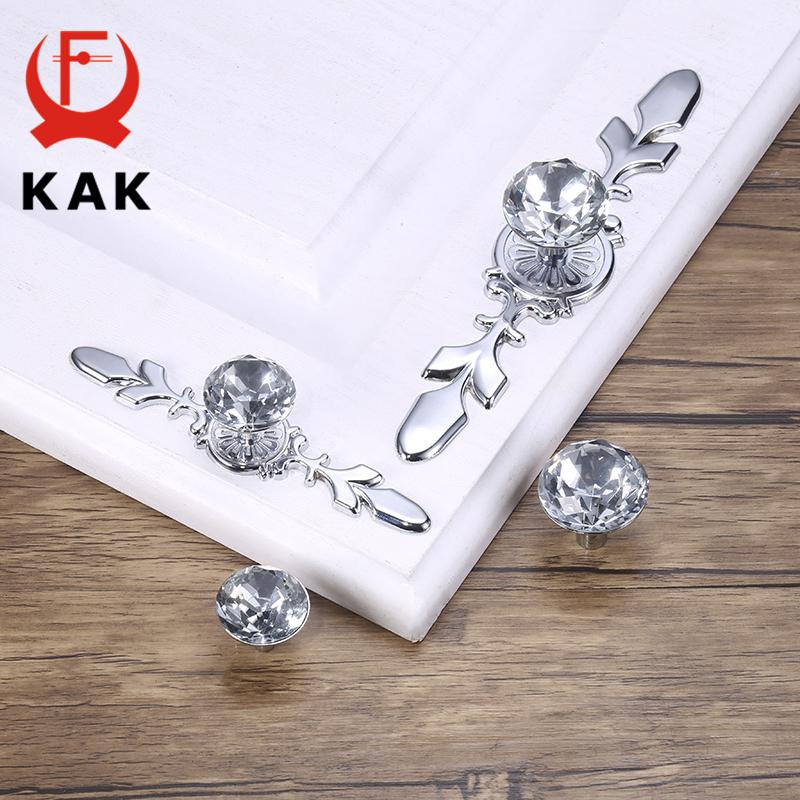 KAK Luxury Diamond Crystal Handles Shoebox Cabinet Handles Closet Door Drawer Knobs Wardrobe Pulls Pullers With Screws Hardware