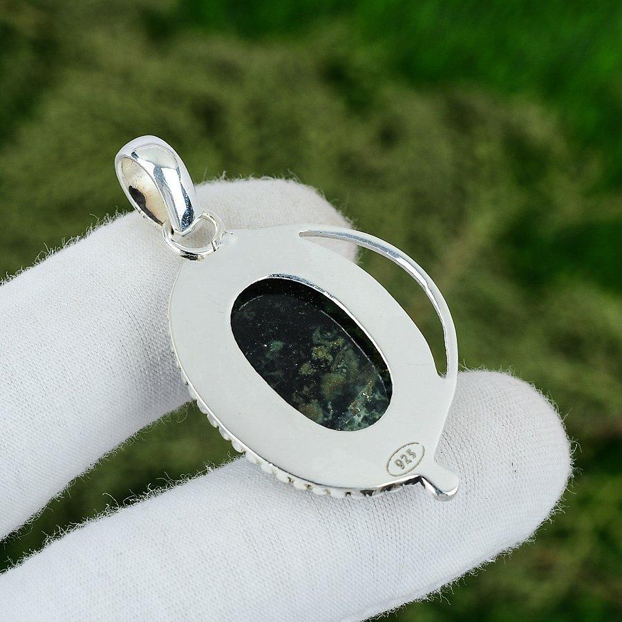 Easter Sale Oval Kambaba Jasper Gemstone 925 Silver Bezel Unique Pendant Jewelry