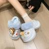 Hole shoes women's cartoon cute bag head cotton slippers women wear thick soles to increase height 2025 winter new velvet to keep warm