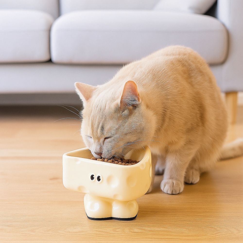 Large Capacity Ceramic Cat Bowl Cartoon Slow Eating Bowl Cute Pet Water Food Bowl  Multi-Pet