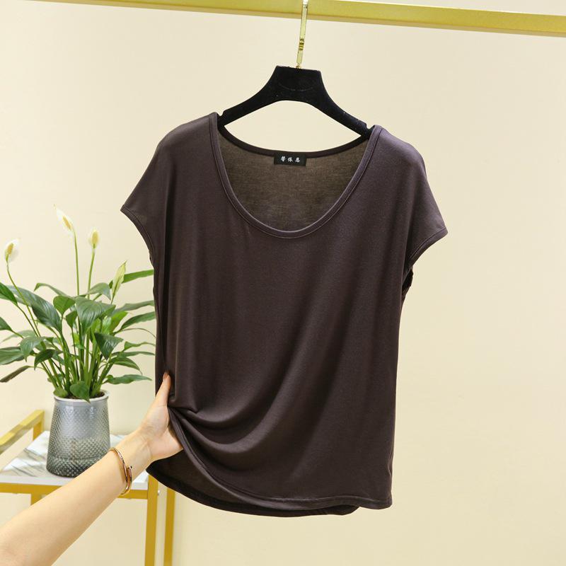 Women's Modal Sleeveless Thin Base Layer T-Shirt - Round Neck, Loose Fit, Plus Size, Solid Color, Slimming Top for Spring/Summer