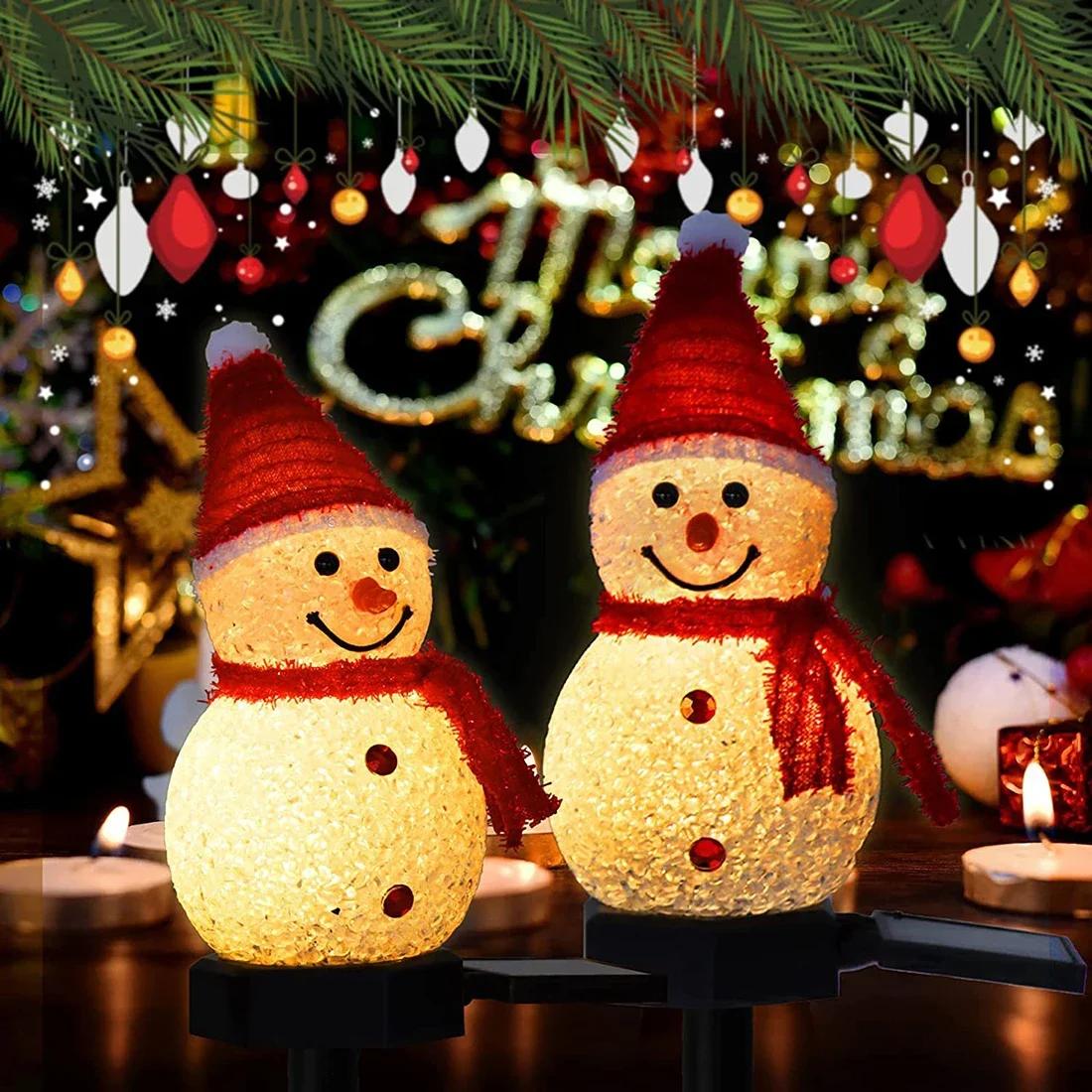 

Solar Snowman Christmas Lawn Lamp Courtyard Plug in Lamp Waterproof Holiday Decoration Atmosphere Landscape Lamp 1pcs жёлтый