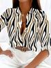Stylish Chain Print Long Sleeve Shirt, Women's Blouse