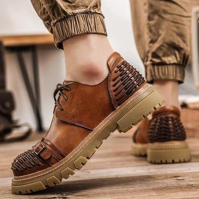 Fashion Luxury Men Casual Leather Business Tooling Shoes Comfy Thick Bottom Italian Genuine Leather Oxford Shoes Outdoor Walking Shoes