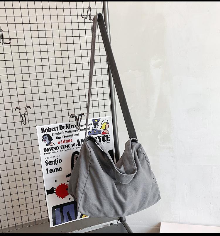 2025 versatile student large-capacity shoulder oblique span backpack washed and old canvas bag