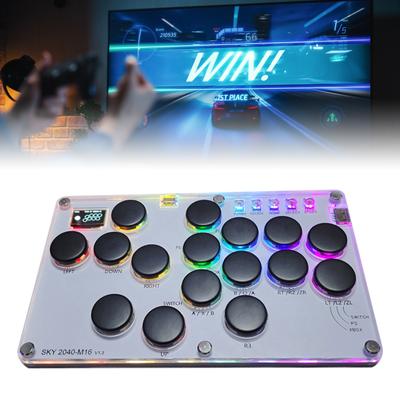 SKY2040 16-Key Fighting Keyboard Controller with OLED Display & Multiple Modes for PC and Console Players
