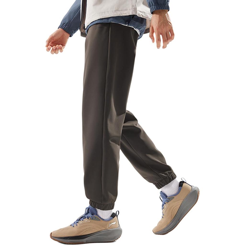 Li Ning Comfortable Casual Simple Fleece Cuffed Knitted Sports Pants Men Bottoms Dark-Gray AKLUB55-2