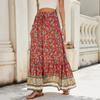 Women's Casual Print Breasted Split Skirt Beach Holiday Beach Skirt