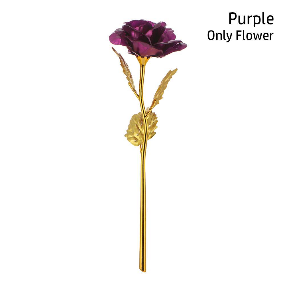 Hjemmeinnredning elsker gaver dyppet lang stilk Valentinsdagsgave 24K gullfolie Rose Flower Håndverk