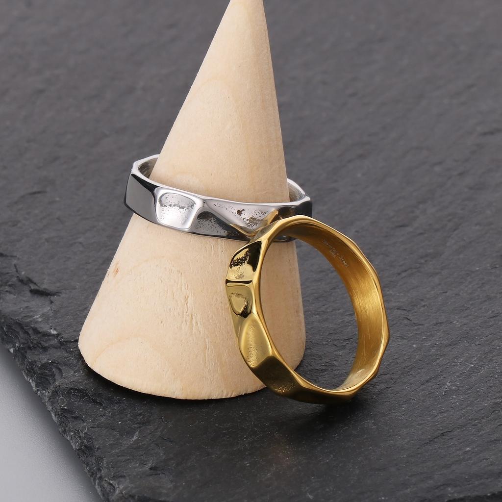 Fongten Thin Stainless Steel Ring for Men Geometric Punk Simple Finger Decoration Fashionable Party Jewelry Boyfriend Gifts